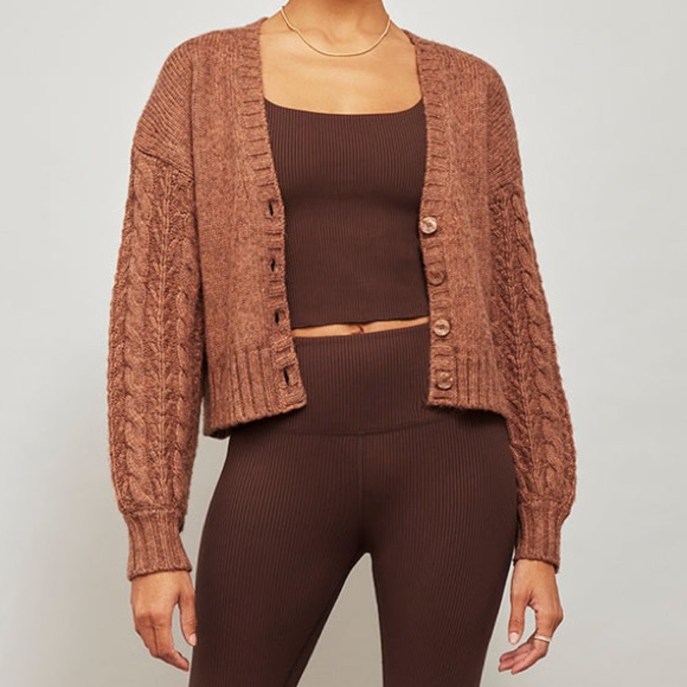 NWT Carbon38 Cable Knit Mushroom Cardigan - size M